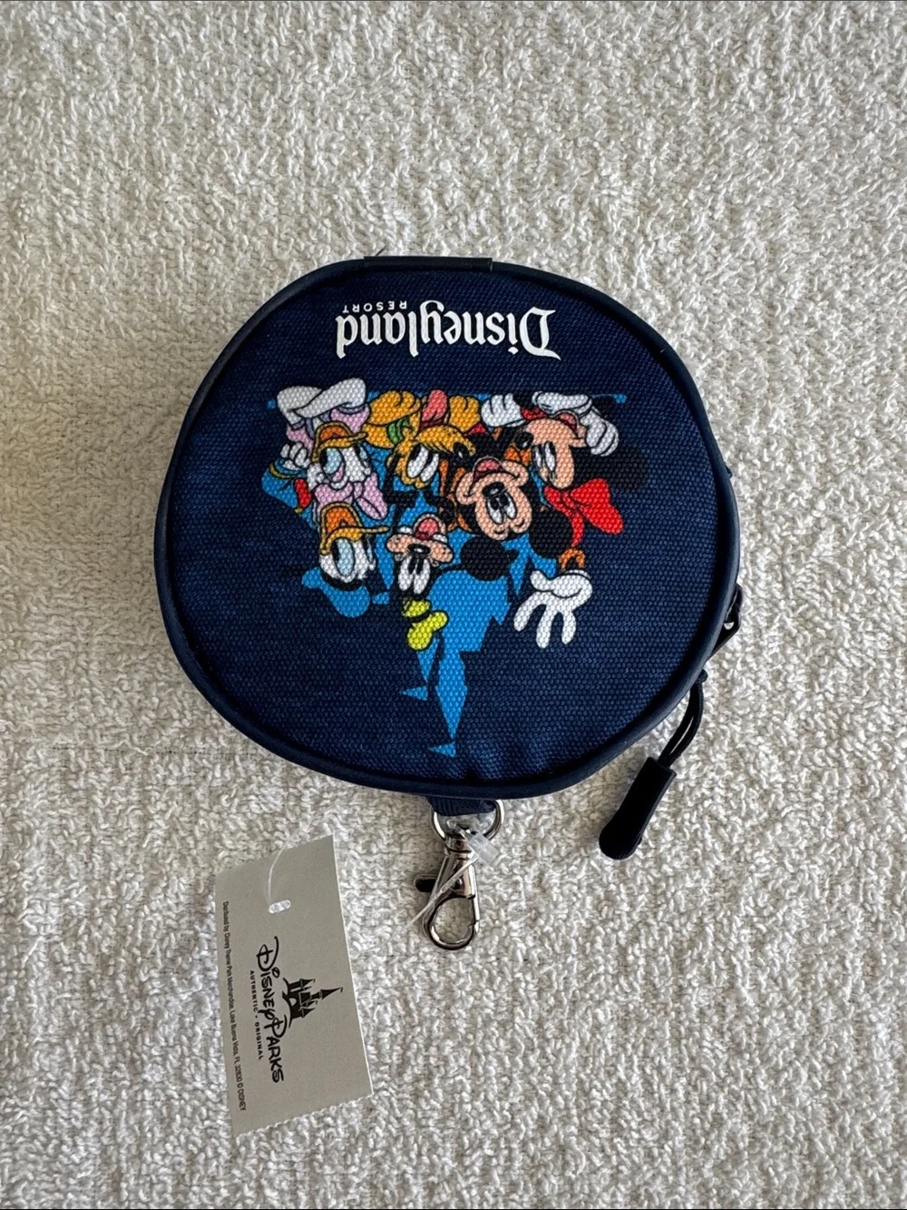 Disney Disneyland Resort Navy Round Mickey & Friends Character Coin Pouch Wallet